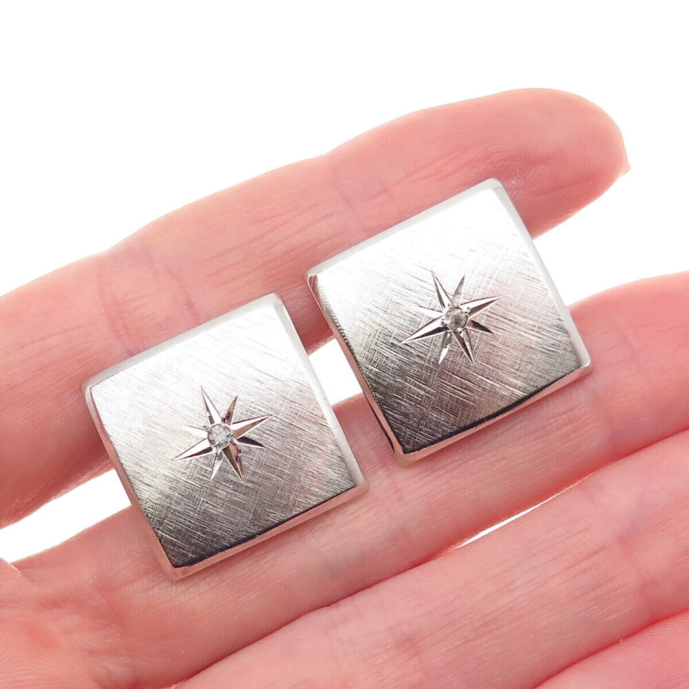 JML Diplomat 925 Sterling Silver Vintage Rhinestone Starburst Cufflinks